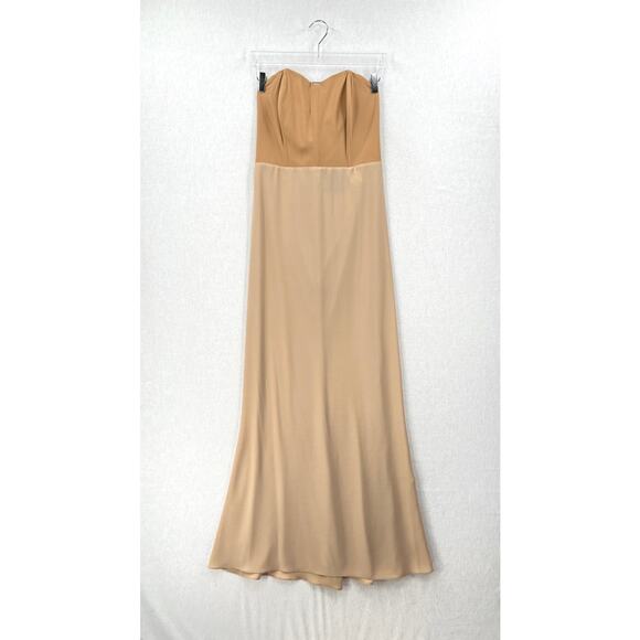 RHEA COSTA Strapless Slip Dress Womens Large XL Tan Strapless Mesh Lining Light - Picture 3 of 14